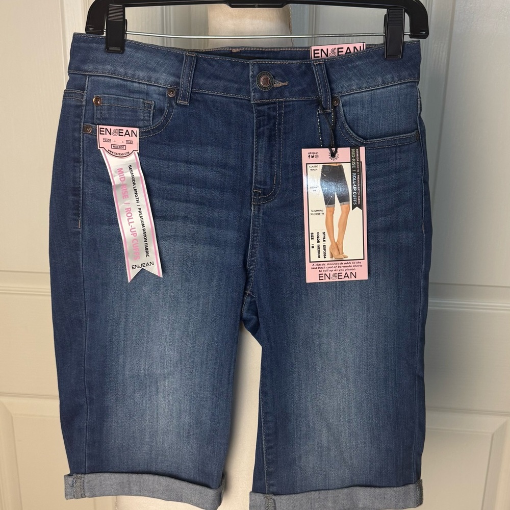 Enjean Women's Blue Denim Bermuda Shorts
